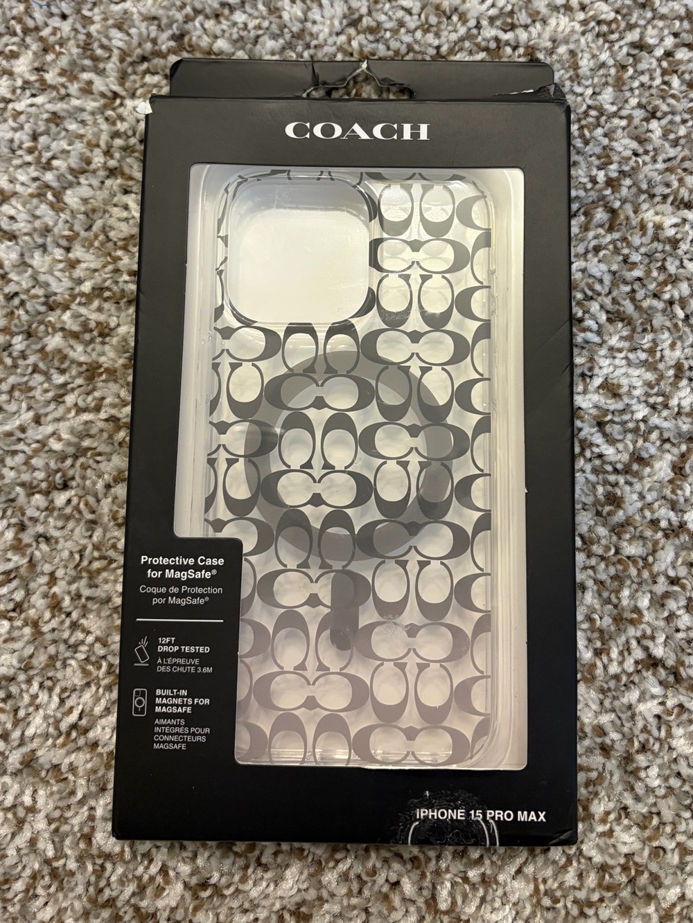 New With Tags Coach iPhone 15 Pro Max Mag Safe Phone Case Monogram